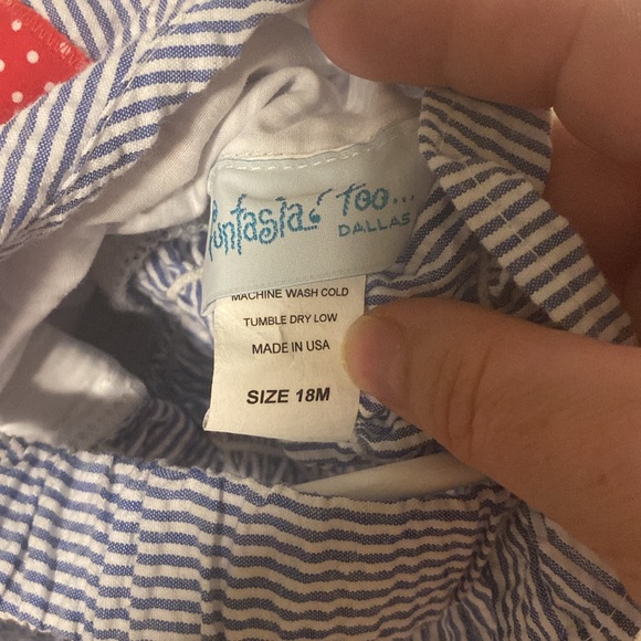 Lobster seersucker one piece outfit. So cute for summer! Perfect for July 4th. - Picture 4 of 4